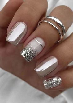 Valentine Nails, Silver Nail, Smink Inspiration, Colorful Nails, Fake Nails With Glue, Chic Nails, Fancy Nails, Nail Arts