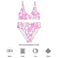 It’s so easy to fall in love with this bikini set. Removable pads and its double-layer make it comfy to wear all day by the pool or at the beach. • Double-layered and non-reversible • Removable padding • Tear-away care label • Zig-zag stitching *Separates (Top and Bottom) with this design are listed separately. This product is made especially for you as soon as you place an order, which is why it takes us a bit longer to deliver it to you. Making products on demand instead of in bulk helps reduc White Hawaiian Flowers, Surf Stickers, Throw Pillow Styling, White Bikinis, Hawaiian Flowers, Surf Style, Flare Leggings, Hawaiian Print, Hawaiian Style