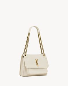 NIKI MEDIUM IN GRAINED LAMBSKIN Ysl Niki Medium, Bags Handbags, Zip Pockets, Saint Laurent, Shoulder Strap, Organic Cotton, Shoe Accessories, Gift Card, Bag Lady