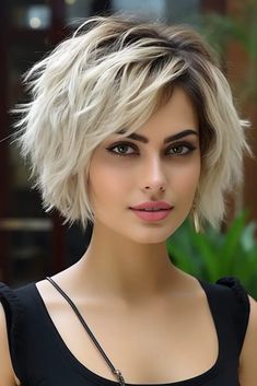 Short Stacked Bobs With Bangs, 2024 Bixie Cut, Jamie Yuccas Short Hair, Long Shaggy Bob For Fine Hair, Scruffy Bob Hairstyles, Shaggy Straight Bob, Easy Style Haircut, Short Bob Hairstyles For Thick Hair Choppy Layers Shoulder Length, Inverted Bob Short Stacked Wedge Haircut