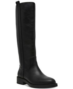 DV Dolce Vita Women's Pennie Knee-High Riding Boots - Macy's Black Leather Knee Boots, Black Knee High Boots Flat, Flat Tall Black Boots, Skirt With Riding Boots Outfit, 2024 Riding Boots Outfit, Tall Riding Boots Outfit, Below Knee Boots Outfit, Tall Black Boot Outfit, Riding Boots Outfit 2024