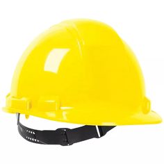 a yellow hard hat is shown on a white background with the visor attached to it