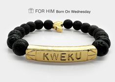 KWEKU Beads Bracelet | Born on Wednesday (HIM) - SHOP | Orijin Culture Brass Beaded Bracelet With Gold Beads As A Gift, African Names, African Name, Self Gift, Name Bracelets, Lava Beads, Beads Bracelet Design, Days Of The Week, African Beads