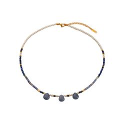 This is a beautifully designed necklace with a unique style. The overall design of the necklace is simple and delicate, and the chain is alternately arranged by small beads of pearl and lapis lazuli. There are three blue drop-shaped jewel pendants in the middle, which are evenly separated to add layer and decoration to the necklace. This necklace is suitable for a variety of formal and informal occasions, can be worn with evening dress, can also be worn in daily life, showing elegance and fashio Lapis Lazuli Beaded Necklace, Elegant Beaded Lapis Lazuli Necklace, Elegant Lapis Lazuli Necklace With Faceted Beads, Traditional Lapis Lazuli Beaded Necklace, Luxury Lapis Lazuli Beaded Necklaces, Lapis Lazuli Beads, Classic Metal, Unique Handmade Jewelry, Cartilage Earrings