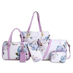 Designer Purses And Handbags, Floral Printing, Trendy Shoulder Bag, Pu Leather Bag, Leather Handbags Women, Satchel Purse, Womens Crossbody Bag, Bag Set