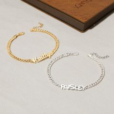 Elegant Personalized Name Bracelet for Women: Durable Stainless Steel, Custom Engraving, Adjustable Curb Chain Bracelet with Unique Name Plate. Our Elegant Personalized Name Bracelet offers a distinctive style that complements any outfit, making it the ideal gift. Each piece is a representation of love and uniqueness, exuding elegance and individuality, perfect for celebrating special moments. 🌟 Uniquely Yours: Customize with up to 24 characters, making your bracelet distinctly yours with a per Name Bracelet Silver, Name Plate Bracelet, Silver Name Bracelet, Bracelet With Name, Personalized Wedding Rings, Puzzle Jewelry, Engraved Wedding Rings, Fingerprint Jewelry, Monogram Ring