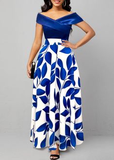 Package Contents : 1 X Dress Color : Dark Blue,White Printing Design : Plants Clothing Length : Maxi Back Length(inch) :XXSXSSMLXLXXL24.825.426.026.627.528.629.2Note: The inaccuracy is between 1 and 1.5 inches due to manually measurement.Sleeve's Length : Short Sleeve Neckline : Off Shoulder Sleeve Style : Body Sleeve Season : Summer Style : Elegant Occasion : Party Composition : 95% Polyester 5% Spandex Washing Instructions : Hand Wash/Machine Wash See More Blue A-line Dress With Patchwork, Blue Summer Dresses With Splicing Details, Blue Summer Dress With Splicing Details, Fitted Blue Maxi Dress With Patchwork, White Short Sleeve Dress With Splicing, Fitted Light Blue Patchwork Dress, Light Blue Patchwork Summer Dress, Casual Blue Patchwork Dresses, Blue Sleeveless Patchwork Dress