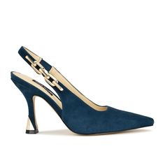 Gold Chic, Dress Flats, Pointed Heels, Dark Blue Color, Slingbacks, Perfect Wardrobe, Slingback Pump, Nine West, Gold Chain