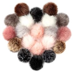 several different colored pom - poms arranged on top of each other