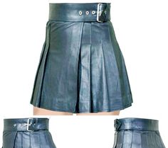 Description : - Scottish kilt, Stylish skirt  - crafted in contemporary manner - top grade real leather - crosses over at front - entirely hand made, hand pleated   - broad strap with buckle for easy size adjustment  - perfect for events, highland games, wedding parties  - incorporating its own style in gathering   Color : Black, Brown, Red Size : Waist:  Custom Made-as per your waist  Length: 17 inches - Packaging: Strong sturdy poly bag, and Courier's flyer Games Wedding, Leather Kilt, Kilt Skirt, Highland Games, Scottish Kilts, Stylish Skirts, Wedding Parties, Poly Bags, Women Leather