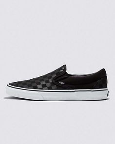 Vans | Classic Checkerboard Slip-On Black/Black Shoe Vans Classic Slip On Stackform, Vans Black And White Slip On, Vans Classic Slip, Vans Store, Timeless Shoes, White Shoe, Black Shoe, Shop Till You Drop, Red Heels