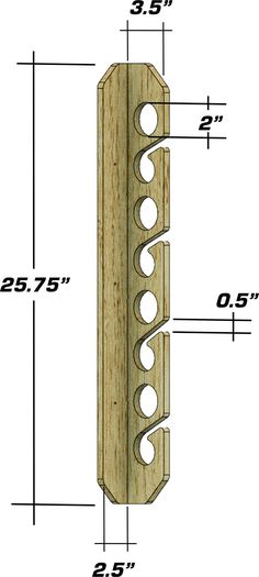 an image of a wooden door handle with measurements