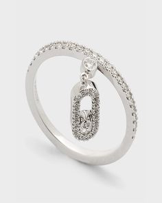 "Find MESSIKA Move Uno 18k Pavé Drop Diamond Ring on Editorialist. Ring from the Messika Move Uno Collection is decorated with an alldiamond charm that moves with the wearer's movements 18karat white gold with G/VS diamonds Total diamond carat weight: 0.30 Motif, approx. 0.4\" x 0.2\" (9.7 x 4.5 mm) Made in France To care for your Messika piece, we recommend that you gently clean it under warm water with a small, softbristled brush and a mild black soap." Drop Diamond Ring, Messika Move Uno, Black Soap, Vs Diamond, White Gold Diamond Rings, Diamond Carat, White Ring, White Gold Rings, Warm Water