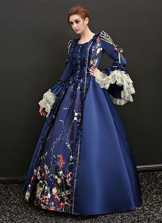 Elegant Blue And Red Printed Marie Antoinette Dress Medieval Renaissance Masquerade Christmas Party Dress Reenactment Costumes     Condition: Brand New   Color:  As Picture   Material: Satins And Lace   Silhouette: Ball Gown   Sleeve Length: Full Sleeve   Dresses Length:Floor-Length   Neckline: Square-Collar   Decoration: Lace   Style: Vintage     Includes: Dress Blue Vintage Victorian Dress With Baroque Style, Blue Vintage Victorian Dress In Baroque Style, Blue Baroque Victorian Dress, Vintage Blue Baroque Dress, Blue Baroque Vintage Dress, Blue Vintage Baroque Dress, Blue Baroque Victorian Dress For Costume Party, Blue Regency Style Victorian Costume Dress, Blue Baroque Dress With Historical Design