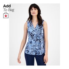 in stock Casual Sleeveless V-neck Top For Work, Casual Fitted Sleeveless V-neck Top, Shell Top, Shell Tops, Anne Klein, Shells, Pick Up, In Store, Buy Online