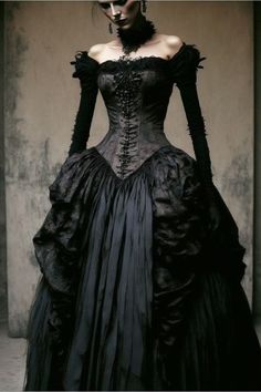 Goth Gown Victorian, Gothic Corset Wedding Dress, Victoria Gothic Dress, Black Lace Victorian Dress, Victorian Ball Gowns Black, Gothic Gown Aesthetic, Gothic Dress Elegant Fairy, Gothic 1800s Dress, Gothic Medival Outfits