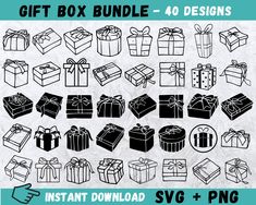 gift box bundle - 40 designs instant digital cut files for silhouette, cricut and other cutting machines