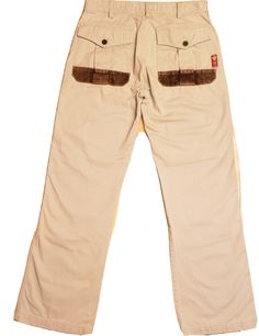 Vintage GUESS Chinos/Khakis Mens Pants, 100% Cotton Red Label, Color: light Beige/Tan Sz 32" waist X32" inseam 9.8" leg opening 11" Rise Flap Pockets on back with faux suede and signature Vintage Red Tag. Nice soft feel Shipped with USPS Priority Mail. Retro Cotton Cargo Pants With Pockets, Brown Cotton Pants With Flap Pockets, Retro Cotton Cargo Pants With Belt Loops, Retro Cotton Cargo Pants, 90s Cotton Pants With Side Pockets, 90s Style Cotton Pants With Side Pockets, Retro Cotton Cargo Pants With Side Pockets, Retro Cotton Pants With Patch Pockets, Vintage Cotton Cargo Pants For Outdoor