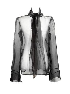 Iryna Mologoko Couture EXCLUSIVE limited edition. Our base organza sheer blouse to complete your looks. Features: Long Sleeves Long wrap-around neck tie collar Sheer 100%organza polyester Comes in two size options: Standard size (choose your US size ) Made-to-measure If you choose a MADE-TO-MEASURE Option, make sure to provide required measurements in "Body Measurements" window. PRODUCT INFO Care instruction: Dry clean only. Sheer Silk Chiffon Top For Evening, Sheer Organza Tops For Evening, Silk Sheer Blouse For Formal Occasions, Sheer Silk Chiffon Top For Party, Formal Sheer Silk Blouse, Formal Silk Sheer Blouse, Chic Formal Organza Tops, Fitted Organza Blouse For Night Out, Elegant Organza Top For Night Out