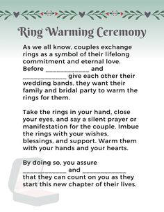 a poem with the words ring warning ceremony