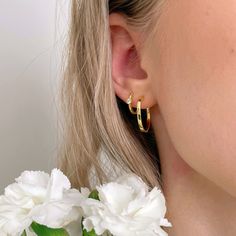 Our Bezel hoops earrings are a unique take on the traditional gold hoop. Perfect for wearing in first or second hoop and layering with other earrings. Makes for a great gift for you or someone special! - Made in gold vermeil: a thick 18k gold layer on 925 sterling silver.- Waterproof, tarnish resistant & hypoallergenic- Inner hoop diameter: 9 mm.- Hoop thickness: 1.6 mm. Small Yellow Gold Stackable Hoop Earrings, Dainty Gold Plated Tarnish-resistant Hoop Earrings, Stackable Huggie Hoop Earrings In Yellow Gold, Classic Small Hoop Stackable Earrings, Gold Small Hoop Stackable Earrings, Stackable Yellow Gold Huggie Earrings As Gift, Stackable 14k Yellow Gold Filled Hoop Earrings, Stackable 14k Gold Hoop Earrings As Gift, Stackable Yellow Gold Earrings For Gift