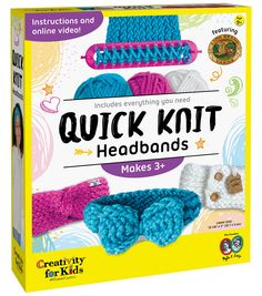 the kit includes knitted headbands and slippers