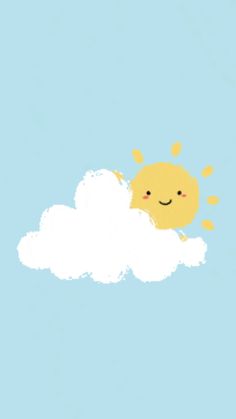 a cartoon sun sitting on top of a cloud