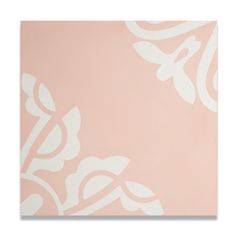 a pink and white wallpaper with an abstract design on the bottom half of it