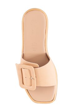 A buckled vamp strap amplifies the contemporary appeal of a trend-savvy slide sandal fashioned with a squared-off toe. Flat sole Leather upper and lining/synthetic sole Made in Italy Sandal Fashion, Seychelles, Sandal Women, Slide Sandals, Manhattan, Womens Sandals, Clothing And Shoes, Leather Upper, In Italy