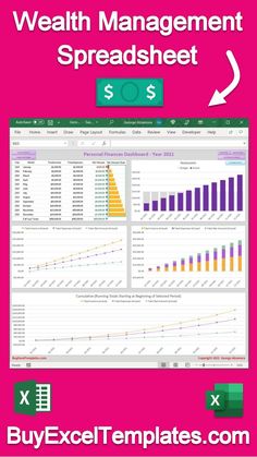 Wealth Management Spreadsheet: Track your money in Excel Finance Dashboard, Money Tracker, Personal Finance