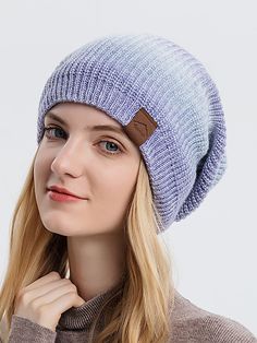 This unique knit hat features a gradient design that adds a touch of style to any winter outfit. With its warm and cozy material, it's perfect for staying comfortable during cold weather. Stay fashion-forward while keeping warm with this Women Winter Casual Keep Warm Gradient Knit Hat. Material: Acrylic Pattern: Gradient Style: Fashion.Style Season: Winter Function: Warmth. Windproof Winter Dress Outfits, Gradient Design, Winter Casual, Knit Hat, Winter Outfit, Keep Warm, Boho Outfits, Warm And Cozy, Cold Weather