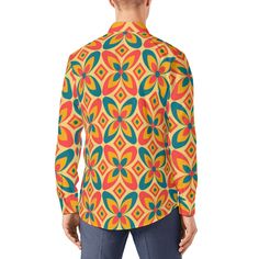 Embrace the spirit of the groovy 70s, disco shirt era with our Groovy 70s Shirt Style, a nod to the iconic 70s clothing style that exudes Hippie Shirt charm. This Multicolor Shirt for Men is designed to transport you back to the era of free-spirited fashion, featuring a vibrant and lively Floral Print that captures the essence of Hippie Style.Crafted from 100% Polyester, this long-sleeved shirt offers both comfort and style. With its multicolor design and absence of a pocket, it showcases a clea Retro Collared Party Tops, Multicolor Retro Print Shirt For Fall, Retro Long Sleeve Party Tops, Fitted Long Sleeve Shirt With Retro Print, Cotton Shirt With Retro Print, Casual Orange Shirt With Retro Print, 70s Inspired Retro Print Shirt For Summer, Multicolor Collared Party Shirt, 70s Inspired Shirt With Retro Print For Summer