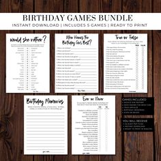 Birthday Games Bundle Printable Birthday Party Who Knows Me Best, Who Knows The Birthday Girl Best, Birthday Party Game Ideas, Birthday Quiz, Who Knows Me Best, Birthday Sleepover, Would She Rather, Printable Party Decorations, Birthday Activities