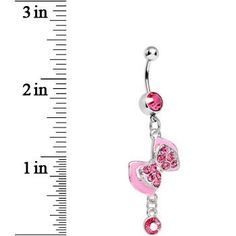 Dress up your belly ring collection with this cute pink bowtie navel ring. A pink gem barbell dangles a matching tilted gem bow with a pink acrylic background. Also features an additional round gem hanging underneath. Pierced body jewelry belly button rin Specifications 14 Gauge (1.6mm), 7/16" (11mm), 316L Surgical Grade Stainless Steel, 5mm Ball Pink Dangle Belly Rings As Gift, Pink Dangle Belly Rings For Gift, Adjustable Pink Body Jewelry For Gift, Pink Bowtie, Acrylic Background, Jewelry Promotion, Dangle Belly Rings, Pink Bow Tie, Tongue Rings