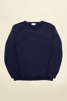 Color: Navy Winter Sweatshirt With Raglan Sleeves And Ribbed Cuffs, Classic Crew Neck Sweats For Loungewear, Athleisure Crew Sweatshirt With Ribbed Cuffs, Classic Sweatshirt With Ribbed Crew Neckline, Sporty Sweatshirt With Raglan Sleeve And Ribbed Cuffs, Classic Crew Sweats With Ribbed Cuffs, Sporty Solid Crew Neck Sweats, Sportswear Sweats With Ribbed Cuffs And Crew Neck, French Terry Crew Neck Tops With Ribbed Collar