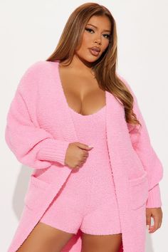 Available In Taupe And Pink. Cozy Romper Set Long Sleeve Cardigan Open Front Sleeveless Romper V-Neck Short Stretch 100% Polyester Imported | Living In It 2 Piece Romper Set in Pink size Medium by Fashion Nova 2 Piece Romper, Sleeveless Rompers, Jeans Jumpsuit, Sleeve Cardigan, Matching Dresses, Long Sleeve Cardigan, Pink Fashion, Active Wear For Women, Clothes For Sale