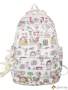 BirdinBag - Stylish Womens School Backpack for Students and Children - Ideal Book Bag for Girls Preppy Kawaii, Preppy School Bag, Graffiti Pattern, School Rucksack, Cartoon Bag, Graffiti Cartoons, Patterned Backpack, Classic Backpack, Book Bag