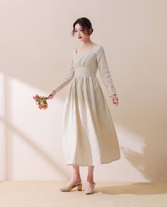 FEATURES 50%Linen, 50% cotton, Lace Long sleeve dress Back zipper High waistband Perfect for Spring, Autumn Dry clean SIZE Available in sizes XXS-XL How to choose size ? 1.Check your body measurement with instructions https://www.etsy.com/listing/794054080 2.Get your size in Size Chart with your body measurement https://www.etsy.com/listing/794055682 3.Send me your measurement if you need help Waist Hips Your over all Height Weight Normal size. 4.When to choose bespoke order 1. Change the length Beige A-line Vintage Dress For Spring, Beige A-line Long Sleeve Dress For Spring, Spring Vintage A-line Cotton Dress, Spring Casual Long Sleeve Vintage Dress, Spring Casual Vintage Dress With Long Sleeves, Casual Long Sleeve Vintage Dress For Spring, Knee-length Cotton Winter Dress, Fitted Beige Long Sleeve Dress For Spring, Winter Cotton Knee-length Dress