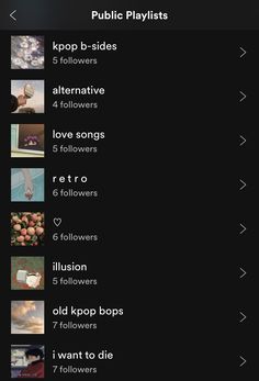 the music player is showing different types of playlists on its screen, including pop - b - sides and alternatives