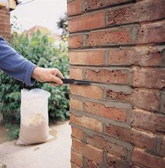 buy masonry tools at cheap rate in bulk. wholesale & retail professional hand tools store. home décor ideas, maintenance, repair replacement parts Mortar Repair, Brick Repair, Brick Face, Brick Works, A Brick Wall, Concrete Bricks, Home Fix, Old Bricks, Diy Home Repair