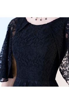 Black Lace Maxi Formal Dress with Cape Sleeves - $71.1 #BLS86020 - SheProm.com Formal Dress With Cape, Sleeve Homecoming Dress, Party Dress With Sleeves, Dress With Cape Sleeves, Tea Length Formal Dresses, Maxi Formal Dress, Party Dresses With Sleeves, Dress With Cape, Lace Dress With Sleeves