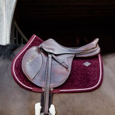 a close up of a saddle on a horse