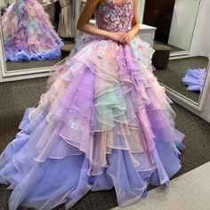 ad eBay - Color Accented Wedding Dresses Layered Cubic Floral Basque Sweetheart Tulle - Buy Now, click the link (eBay) Wedding Dress Colorful, Rainbow Dresses, Purple Prom, Gown Bridal, Bridal Ball Gown, Purple Prom Dress, Dresses Ball Gown, Prom Ideas, Queen Dress