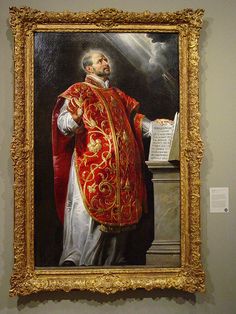 a painting of a man in red and white robes