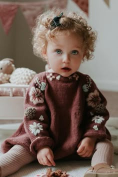 Childrens Fashion Girls, Fair Isles, Baby Knitwear, Rompers For Kids, Girls Dress Up, Haken Baby, Crochet Baby Clothes, 자수 디자인, Knitting Girls