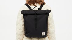 SUSTAINABLE BACKPACK Casual Black Backpack With Laptop Sleeve, Sustainable Backpack, Backpack For School, Rolling Backpack, Free Day, Zipper Top, Office Accessories, Mini Backpack, School Backpacks