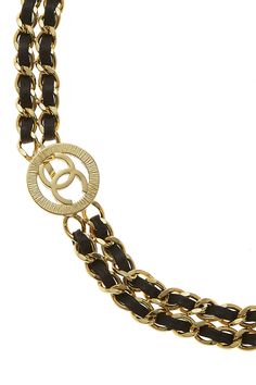 Find CHANEL Gold & Leather Sunburst Double Chain Belt on Editorialist. Chanel Gold & Black Leather Sunburst Double Chain Belt Navy Quilt, Paloma Picasso, Shopping Chanel, Laura Geller, Black Features, Loose Stones, Double Chain, Belt Black, Chain Belt