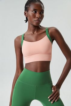 KittenFlex Sports Bra: Women's Strong Support Compressive Sporty Sports Bra For Spring, Sporty Green Color Block Activewear, Green Color Block Sporty Activewear, Green Color Block Activewear For Gym, Medium Support Sports Bra For Spring, Color Block Activewear For Sports, Color Block Activewear For Sports Season, Functional Sports Bra For Training, Spring Season, Spring Athleisure Activewear For Sports Events