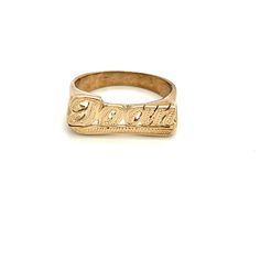 Custom Gold Name Ring | Solid Gold 10k or 14k | Fine Jewelry | Diamond Cut on First Letter and Straight Line Tail UnisexThird generation name jewelry experts feature this beautiful Name Ring. With its Unique white and yellow straight line design, this custom made solid gold name ring is a delightful way to celebrate just about any special occasions. Personalize this custom ring with the name of your choice. Treat yourself or make it a gift for loved ones, birthdays, anniversaries, or celebration Classic 14k Gold Engraved Ring With Custom Name, Classic Yellow Gold Engraved Ring With Custom Name, Custom Name Engraved Yellow Gold Ring In 14k, Custom Name Engraved Rose Gold Ring In 14k Gold, Custom Name Yellow Gold Jewelry For Promise, Gold Name Ring, Straight Line Design, Straight Line Designs, Beautiful Name