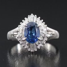 Gia Certified, See Attached Gia Certificate Comes With The Gia Origin Report New With Tags, Tag Price $9500 Gia Certified, 1.36 Ct High-Quality Ceylon Blue Sapphire Diamond 0.38 Cwt, High Quality, Stamped D0.38 Solid Platinum, Stamped Pt900 Head Turner, Statement Piece. Size 5.75 Us Size And Can Be Re-Sized By Your Local Jeweler